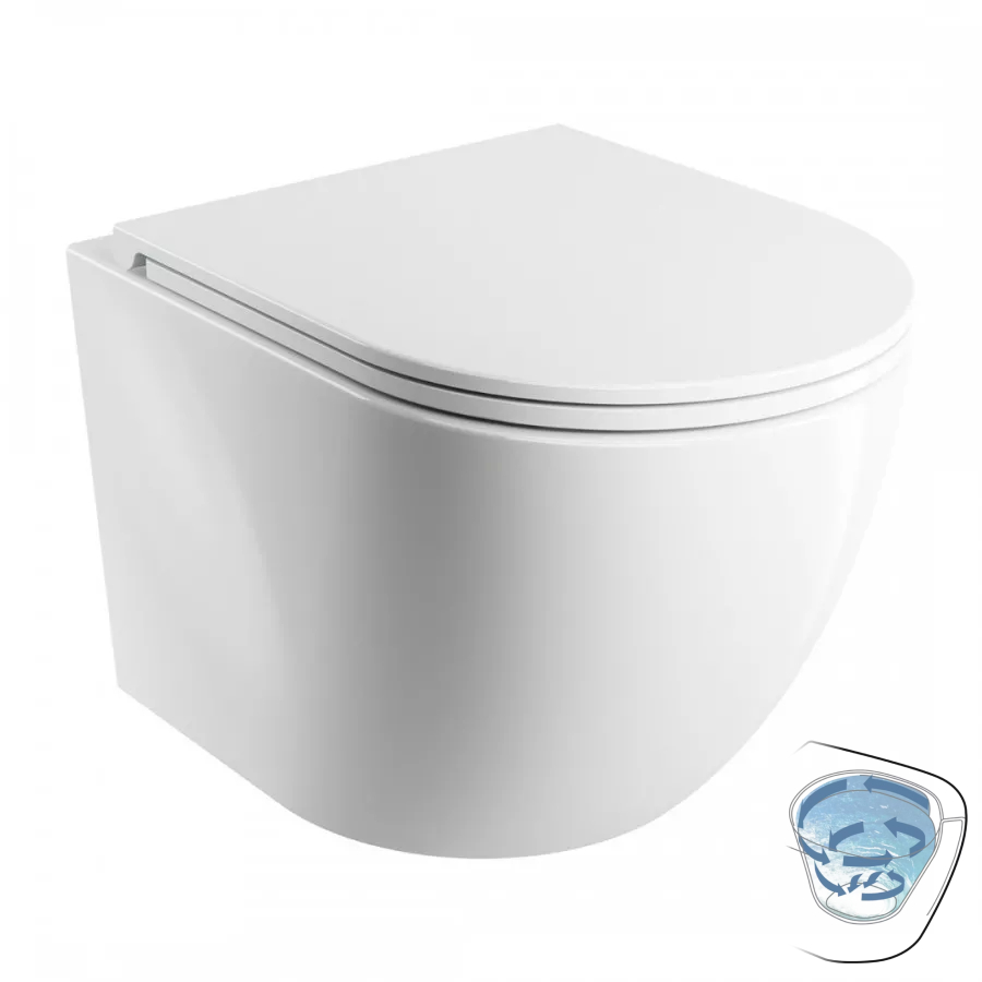 Omnires Ottawa Miska toaletowa wisząca bezkołnierzowa z deską (OTTAWAMWBP)