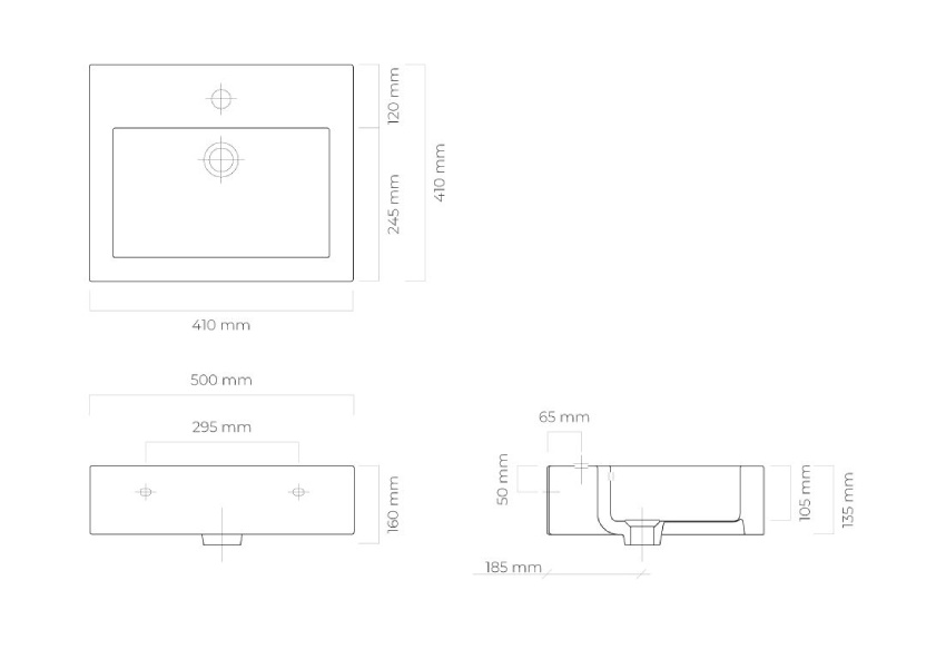 umywalka oltens rysunek techniczny
