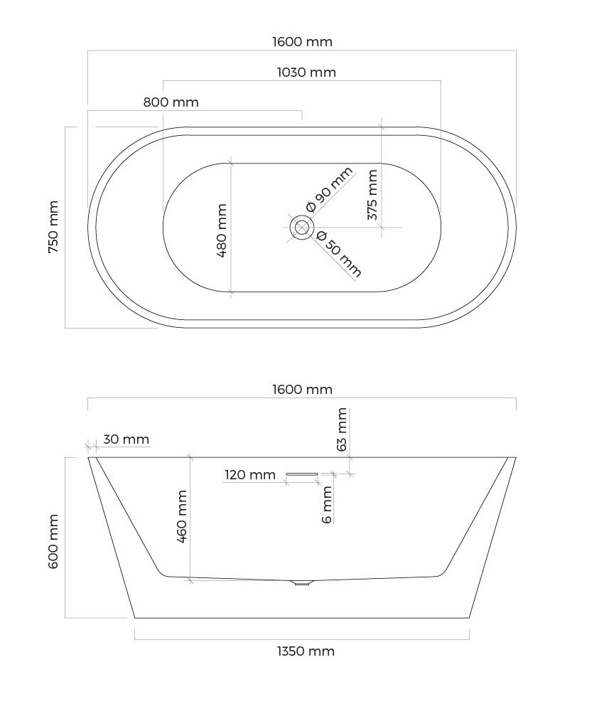 wanna oltens rysunek techniczny