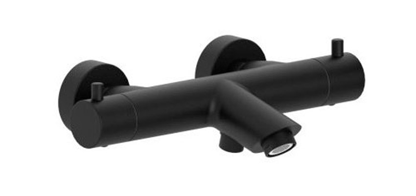 Paffoni Light Bateria wannowa ścienna z termostatem czarny mat (LIQ022NO)