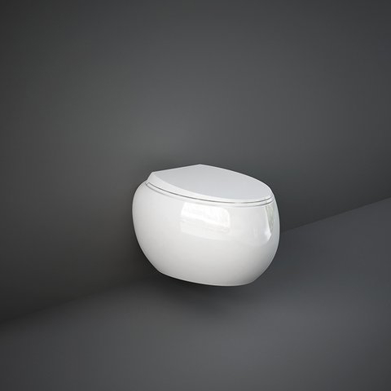 Rak Ceramics Cloud Miska WC Podwieszana Rimless 56x40 cm + Deska WC Biały Połysk (CLOWC1446AWHA+CLOSC3901WH)