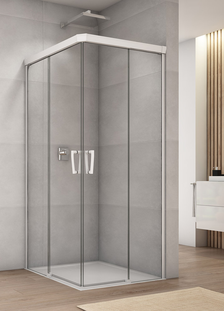 SanSwiss Cadura CAE2 G+D Kabina Prysznicowa Czarna 70x70 cm Szkło Przezroczyste (CAE2G0700907+CAE2D0700907)