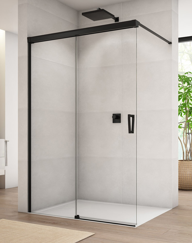SanSwiss Cadura CAW2 Walk-In Ścianka Boczna czarna L 120 cm Szkło Czyste - PROMOCJA!