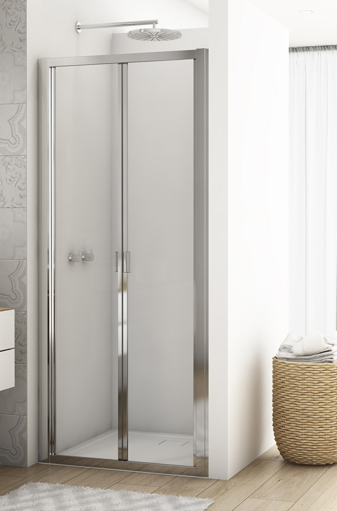 SanSwiss Divera D22K Drzwi przesuwne dwuczęściowe chrom 80x200 cm Szkło Czyste (D22K0805007)