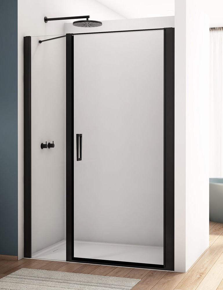 SanSwiss Divera D22T31 drzwi wahadłowe jednoczęściowe czarne 110x200 cm Szkło Czyste (D22T31090200607)