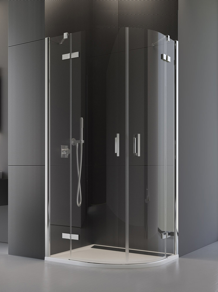 SanSwiss Pur PU4P Drzwi Prysznicowe Półokrągłe Dwuczęściowe R55 100 cm Szkło Przezroczyste (PU4P551001007)