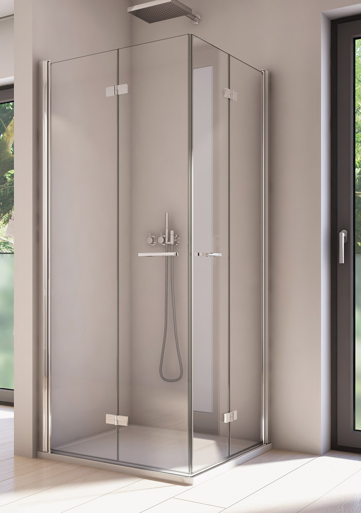 SanSwiss Solino SOLF1 G+D Kabina prysznicowa 90x90x200 cm chrom, Szkło Czyste (SOLF1D0905007+SOLF1G0905007)