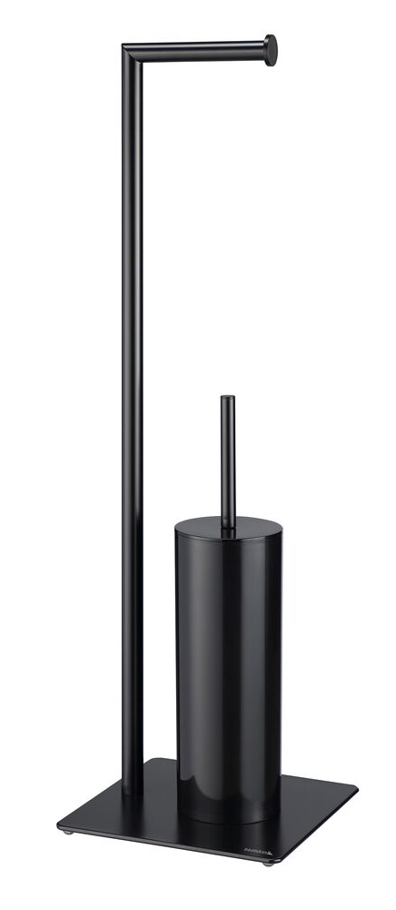 Sealskin Tube Stojak na papier toaletowy - Wieszak na papier toaletowy - Szczotka toaletowa z pojemnikiem  Czarny (800200)