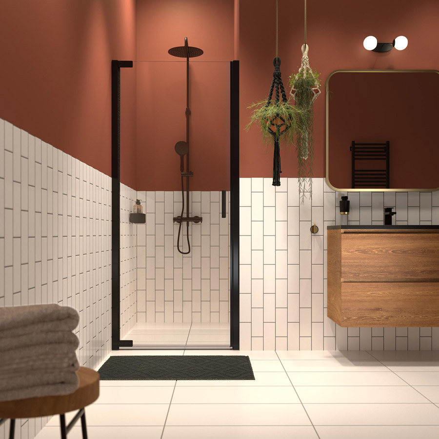 Sealskin INC Drzwi prysznicowe uchylne z auto-close 90x200cm 8mm Czarny mat z powłoką clear glass (XI200906195100)