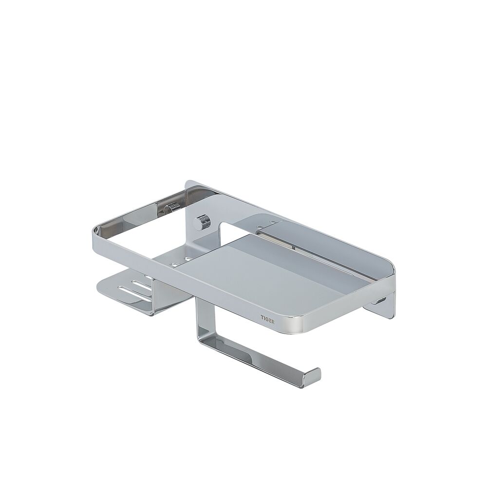 Tiger Caddy Uchwyt na papier toaletowy z półką 24 cm Chromowany (1401430346)
