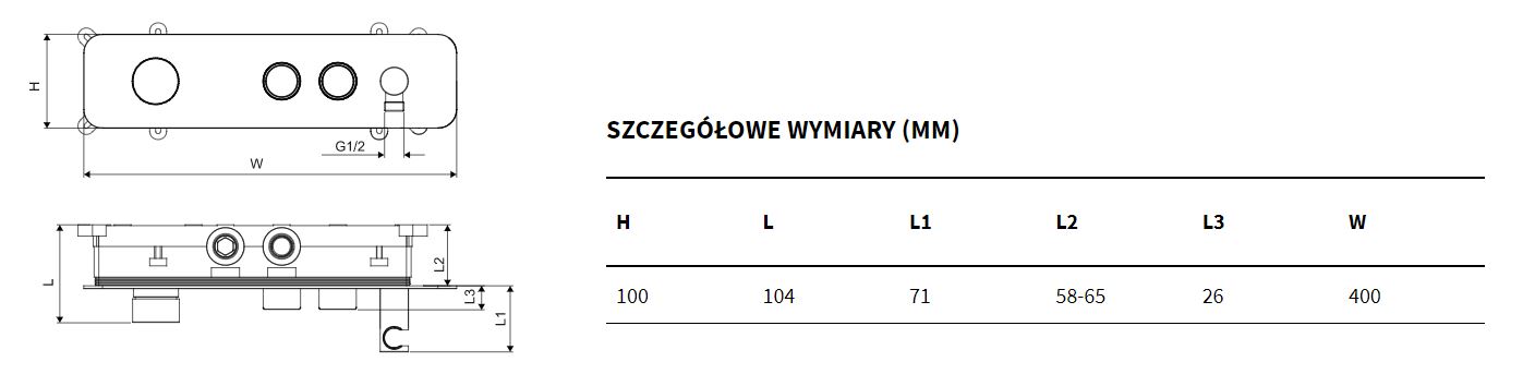 rys techniczny tabela