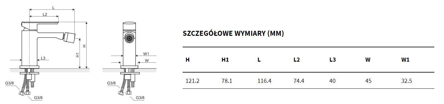 rys techniczny tabela