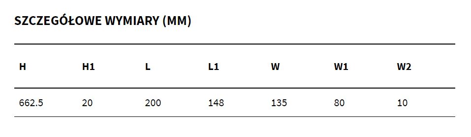 rys techniczny tabela