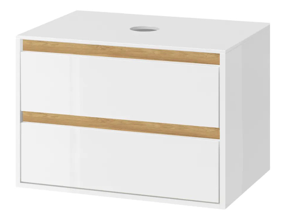 Excellent Tuto Szafka Pod Umywalkę Nablatowa 80 cm Biały/Dąb (MLEX.0104.800.WHBL)
