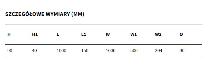 rys techniczny tabela