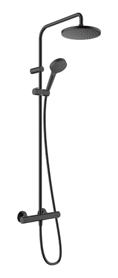 Hansgrohe Vernis Blend zestaw prysznicowy ścienny termostatyczny z deszczownicą czarny mat (26276670)